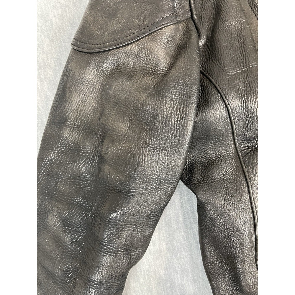 Unik Ultra Leather Motorcycle Jacket w/Liner Men's Size 44 L/XL Black Eagle Flag - Picture 8 of 15